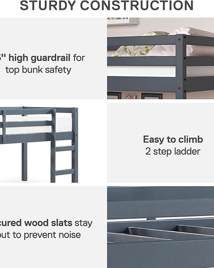DHP Milton Junior Twin Loft Bed, Grey - LeafyLoom