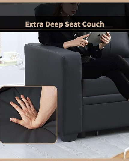 4-in-1 Modular Sofa Bed Convertible Living Room Furniture Sets Upholstered, L Shaped Sectional Comfy Couch with Reversible Storage Chaise for Apartment, Studio, Office, Dark Gray-5 - LeafyLoom
