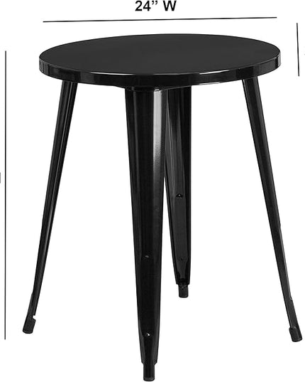 Flash Furniture Webb Commercial Grade 24" Round Black Metal Indoor-Outdoor Table - LeafyLoom