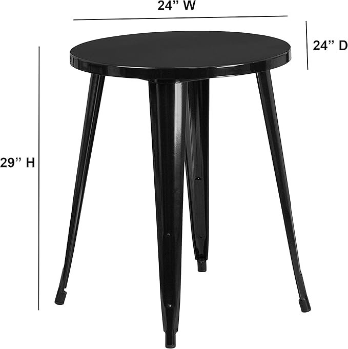 Flash Furniture Webb Commercial Grade 24" Round Black Metal Indoor-Outdoor Table - LeafyLoom