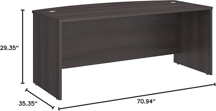 Bush Business Furniture Studio C Bow Front Desk, Computer Table for Home or Professional Office, 72W x 36D, Storm Gray - LeafyLoom