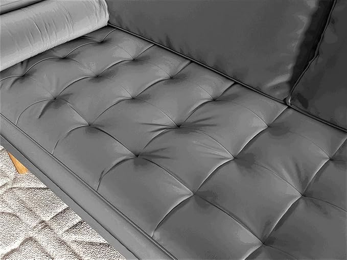 Womble Velvet Upholstered Living Room Diamond Tufted Chesterfield Sofa with Gleaming Nailheads, Grey - LeafyLoom