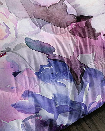 Kid Galloping Horse Comforter Set Room Purple Floral Animal Theme Handsome Horse Bedding Set for Boys Girls Adult, 1 Comforter + 2 Pillowcases - LeafyLoom
