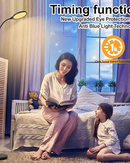 LED Floor Lamp, 12W/1000LM Reading Light, 3 Color Temperatures Bright Modern Tall Lamp, Adjustable Gooseneck Standing Lamp with Remote & Touch Control for Living Room, Bedroom, Office - LeafyLoom