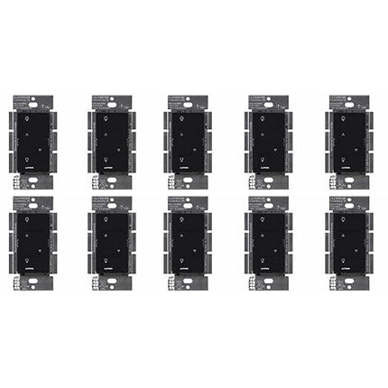 Lutron Caseta Original Smart Dimmer Switch (Lutron Smart Hub Required), for LED Lights, 150 Watt, Single-Pole/3-Way, No Neutral Required, PD-6WCL-BL-10-Pack, Black, 10 Pack Lutron