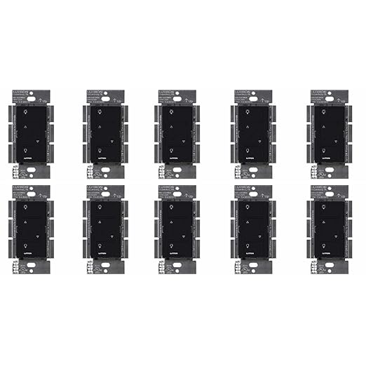 Lutron Caseta Original Smart Dimmer Switch (Lutron Smart Hub Required), for LED Lights, 150 Watt, Single-Pole/3-Way, No Neutral Required, PD-6WCL-BL-10-Pack, Black, 10 Pack Lutron