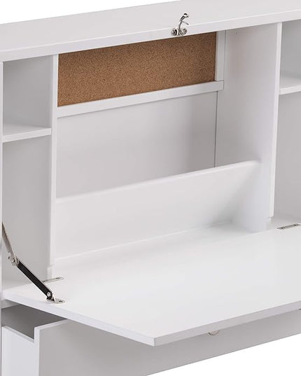 SEI Furniture Willingham Wall Mount Folding Desk, White - LeafyLoom