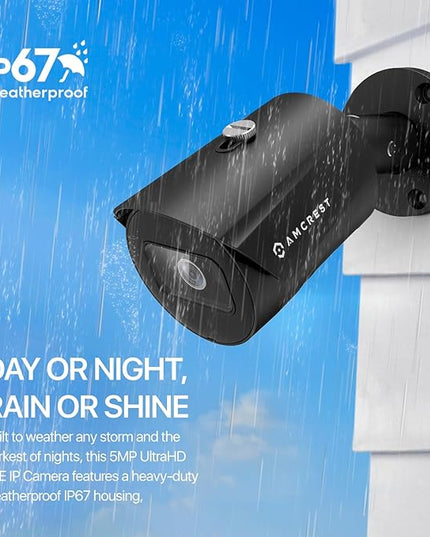 Amcrest UltraHD 5MP Outdoor POE Camera 2592 x 1944p Bullet IP Security Camera, Outdoor IP67 Waterproof, 103° Viewing Angle, 2.8mm Lens, 98.4ft Night Vision, 5-Megapixel, IP5M-B1186EB-28MM (Black) Amcrest