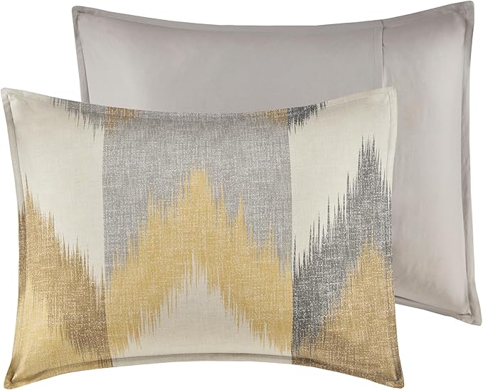INK+IVY King Size Comforter Set, Cozy Cotton Comforter, All Season, Lightweight Comforter King Bed Set with 2 Matching Shams, Modern Cabin Lodge Ikat Chevron Design, Yellow King/Cal King 3 Piece - LeafyLoom
