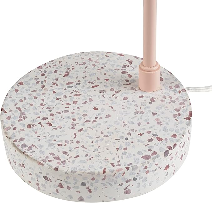 Globe Electric 30292 18" Desk/Table Lamp, Matte Pink, Matte Brass Accent, Terrazzo Base, Adjustable Height, Balance Arm, in-Line Rocker On/Off Switch, Adjustable Lamp, Home Office Accessories - LeafyLoom