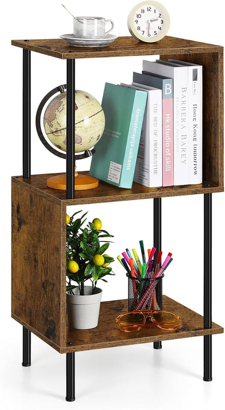 ETELI 3 Tier Short Bookshelf Narrow Standing Bookcase Shelf Small Bookshelf with Storage for Farmhouse, Living Room, Bedroom, and Home Office - LeafyLoom