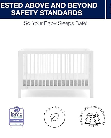 babyGap by Delta Children Charlie 6-in-1 Convertible Crib TrueSleep Crib and Toddler Mattress (Bundle), Bianca White - LeafyLoom