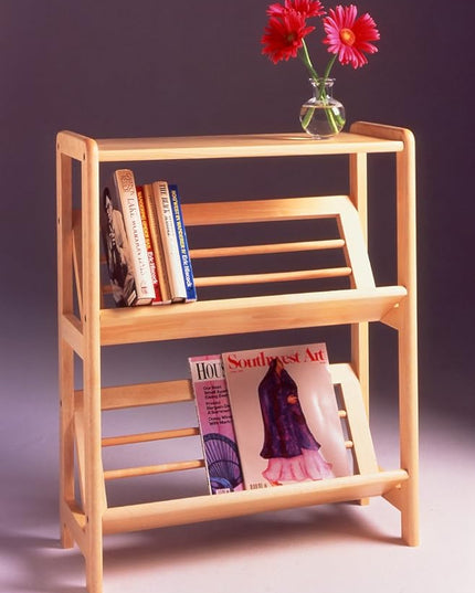 Winsome Mission Beech Wood 4-Tier Bookshelf With Slanted Shelf, Natural (82430) - LeafyLoom