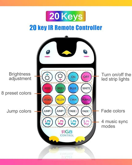 TJOY 100ft Kids Bluetooth LED Strip Lighting, Color Changing Lights for Bedroom, Music Sync RGB Tape Lighting with Child Remote, LED Lights for Room Decor Aesthetic Indoor(50ftx2) TJOY