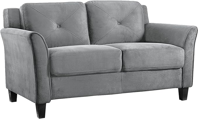 Lifestyle Solutions Harrington Loveseat, 57.9" W x 31.5" D x 32.7" H, Dark Grey - LeafyLoom
