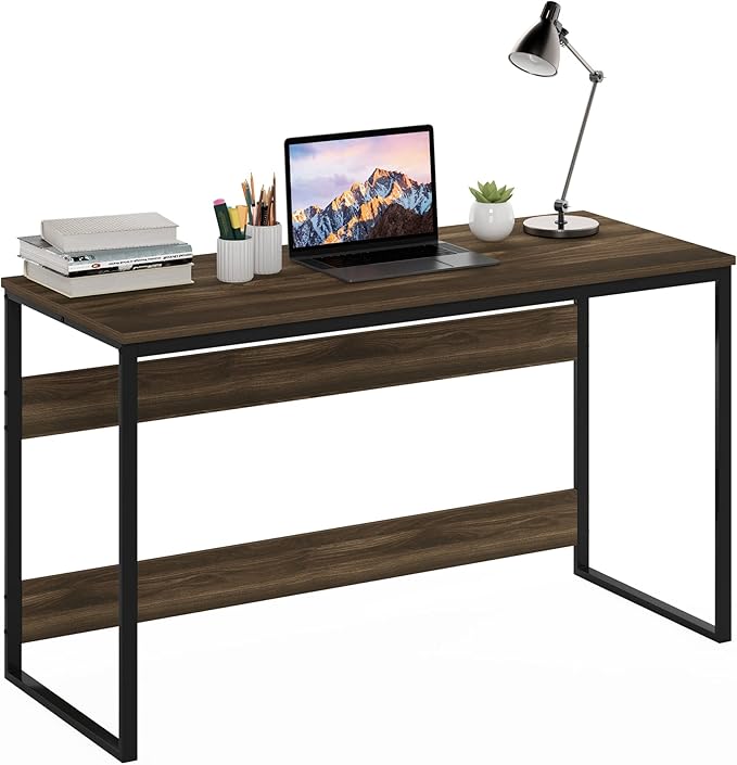 Furinno Moretti Modern Lifestyle Enhanced Study Desk 52 Inch, 52-Inch, Columbia Walnut - LeafyLoom