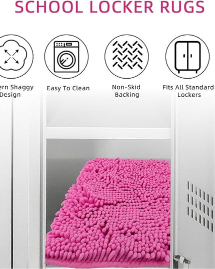 Locker Rug school girl rugs Carpet Chenille 100% Microfiber Locker Carpet with Non Skid Backing Locker Decorations (Rose Red, 11.5X17.5) - LeafyLoom