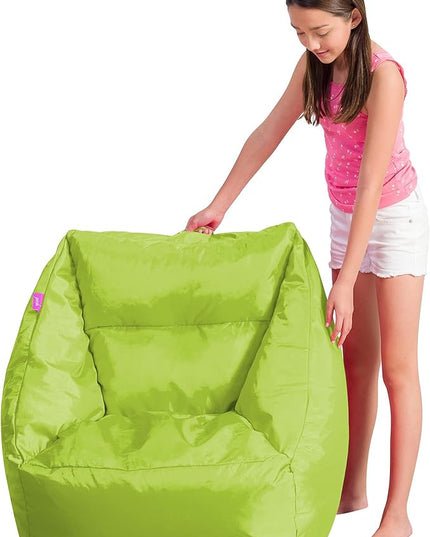 Posh Creations Coronado Bean Bag Boys and Girls Large Chair for Kids, for Gaming and Playrooms, Soft Nylon-Lime - LeafyLoom