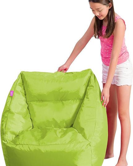 Posh Creations Structured Comfy Seat for Playrooms and Bedrooms, Large Bean Bag Chair, Coronado Chair, Lime - LeafyLoom