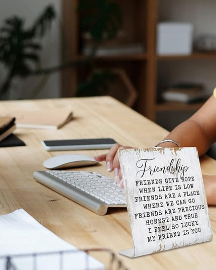 Friendship Signs for Women Friends, Friend Birthday Gift Ideas Office Gifts for Friends Sisters Coworkers Decorations On Shelf Table Desk for Living Room Bedroom Home Office dksg11 - LeafyLoom