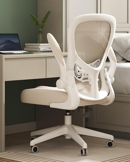 Hbada Office Chair Ergonomic Desk Chair, Office Desk Chairs with PU Silent Wheels, Breathable Mesh Computer Chair with Adjustable Lumbar Support, Flip-up Armrests, Tilt Function, Grey - LeafyLoom