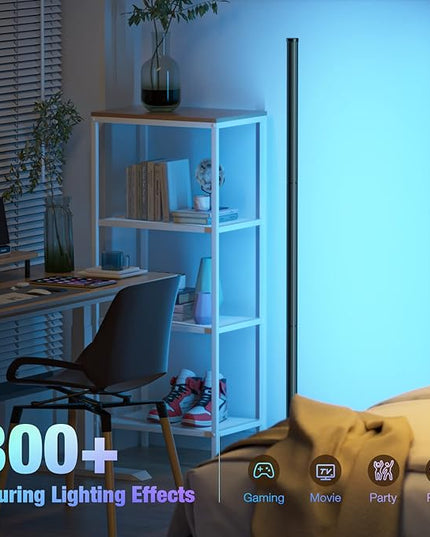 bedee LED Corner Floor Lamp: 50" RGB 16 Million Color Changing Floor Lamp with Music Sync, Modern Standing Ambient Light with APP & Remote Control, DIY Modes & Timer for Living Room Gaming Room Decor - LeafyLoom