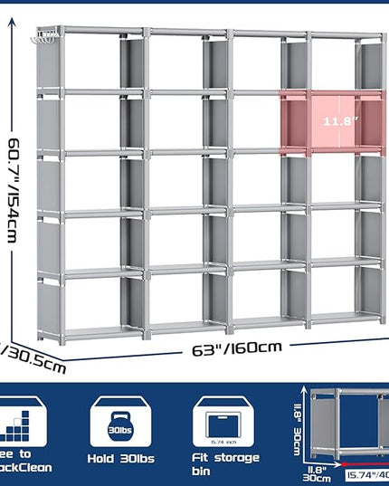 Mavivegue 20 Cube Book Shelf, Storage Organizer, Large DIY Bookcase, Metal Cube Bookshelf, Cubbies Closet Storage Organizer Shelves for Bedroom,Living Room,Home,Office - LeafyLoom