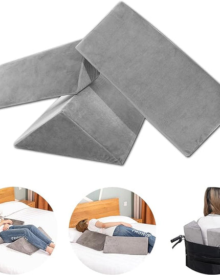 Bed Wedges & Body Positioners for Elderly and Adults (3 in 1), 40 Degree Triangle Wedges for Bed Positioning, Side Wedge Pillows for after Surgery, Bed Wedges for Bedsores, Wedges for Body - LeafyLoom