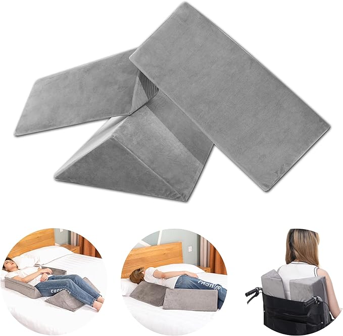 Bed Wedges & Body Positioners for Elderly and Adults (3 in 1), 40 Degree Triangle Wedges for Bed Positioning, Side Wedge Pillows for after Surgery, Bed Wedges for Bedsores, Wedges for Body - LeafyLoom