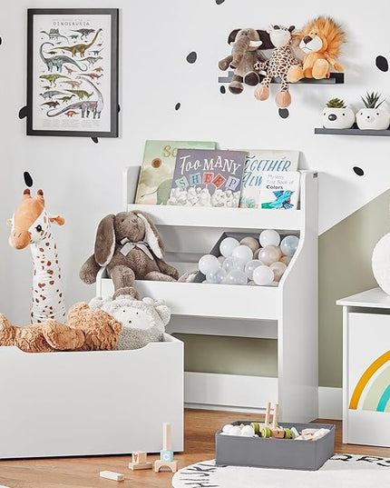 Haotian KMB71-W, White Children Kids Bookcase with Removable Boxes, Kid's Book Shelf Toy Shelf with Large Storage Drawer, Kids Storage Shelf Organizer with Storage Chest - LeafyLoom