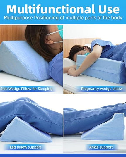 Side Wedge Pillow for Sleeping Back Support Pillow Memory Foam Bed Wedge Pillow for Side Sleeping Post Surgery, Wedge Pillow Body Position Side Sleeper Pillow - LeafyLoom