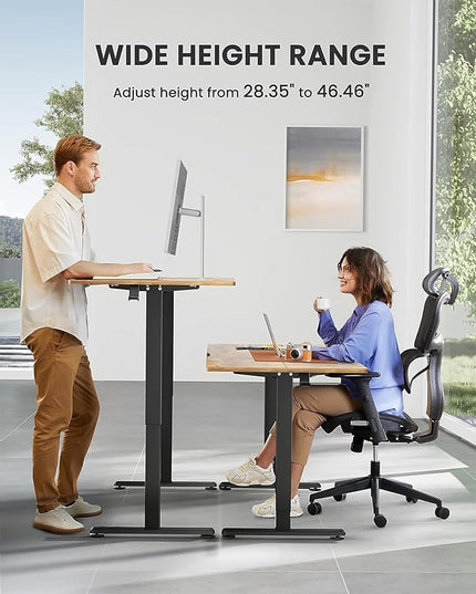 ErGear Height Adjustable Electric Standing Desk, 44 x 24 Inches Small Sit Stand up Desk, Memory Computer Home Office Desk (Vintage Brown) - LeafyLoom