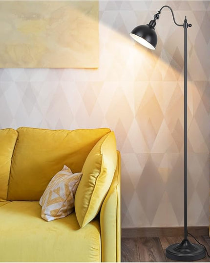Mlambert Industrial Floor Lamp,63” LED Standing Lamp Modern with 11W A19 LED Bulb,Adjustable Head,Foot Switch,Metal Lamp for Livingroom,Stand Light - LeafyLoom
