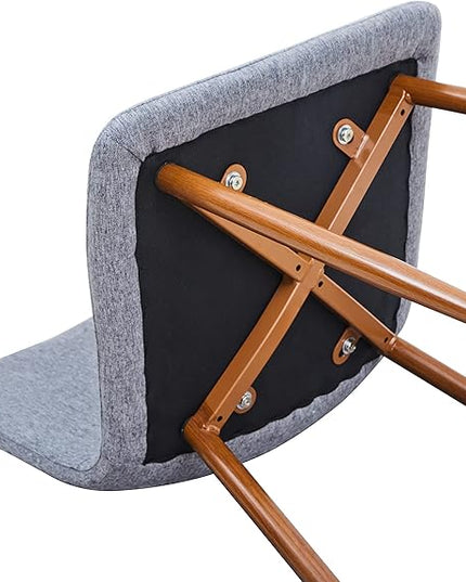 Wonder Comfort Set of 4 with Metal Legs, Fabric Armless Accent Dining-Room Chairs Side Seat, Gray Back, Grey - LeafyLoom