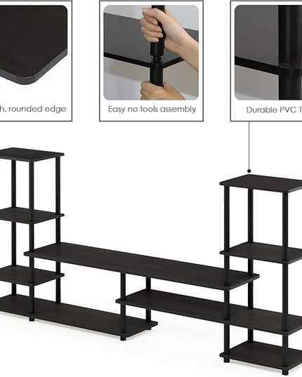 FURINNO Turn-N-Tube Grand Entertainment Center, Espresso/Black - LeafyLoom