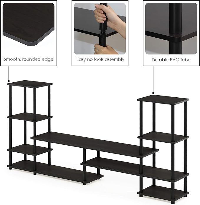 FURINNO Turn-N-Tube Grand Entertainment Center, Espresso/Black - LeafyLoom