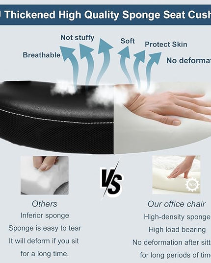 Office Chair, Ergonomic Desk Chair, PU Leather Padded Computer Chairs, Mesh Executive Chair with Lumbar Support Flip up Arms, Adjustable Height Home Task Swivel Rolling Chair,Black - LeafyLoom