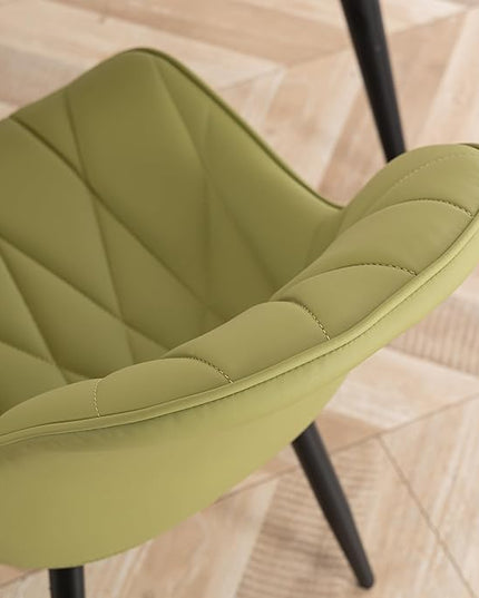 YOUNIKE Dining Chairs Set of 2, Grass Green Comfy Padded Kitchen Chairs, Armless Modern Faux Leather Upholstered Dining Room Chairs, Elegant Dinning Chairs Side Chairs, Loads up to 300LBS - LeafyLoom