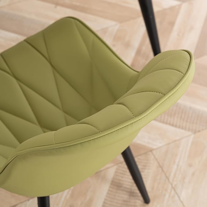 YOUNIKE Dining Chairs Set of 2, Grass Green Comfy Padded Kitchen Chairs, Armless Modern Faux Leather Upholstered Dining Room Chairs, Elegant Dinning Chairs Side Chairs, Loads up to 300LBS - LeafyLoom