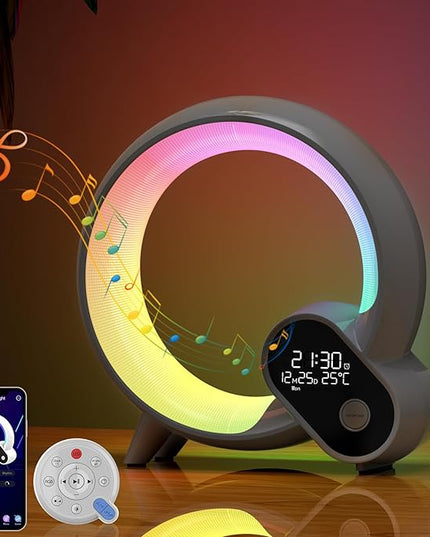 Smart Night Light for Kids,Wake Up Light Sunrise Alarm Clock,Ambient Light & Sleep Assistant White Noise Sound Machine Baby Night Light,App,Bluetooth Speaker,Snooze,Timer,Remote Control,Ideal for Gift - LeafyLoom