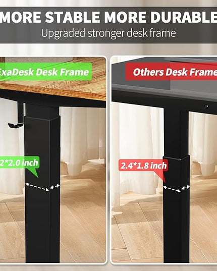 55 * 30 Inches Electric Standing Widened Desk Adjustable Height with 4 Drawers, Double Storage Shelves Stand Up Desk, Home Office Workstation Sit Stand up Desk (Light Rustic Brown) - LeafyLoom