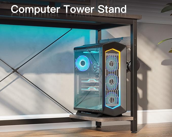 Coleshome 66" L Shaped Gaming Desk, Corner Computer Desk, Sturdy Home Office Computer Table, Writing Desk, Larger Gaming Desk Workstation, Grey Oak - LeafyLoom