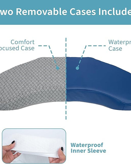 Bedsore Positioning Pillow for Bedsore Prevention and Faster Recovery - Heat Regulating Bed Sore Cushion for Butt Lifting and Easy Positioning - 2X Non-Skid Removable Covers (Grey) - LeafyLoom