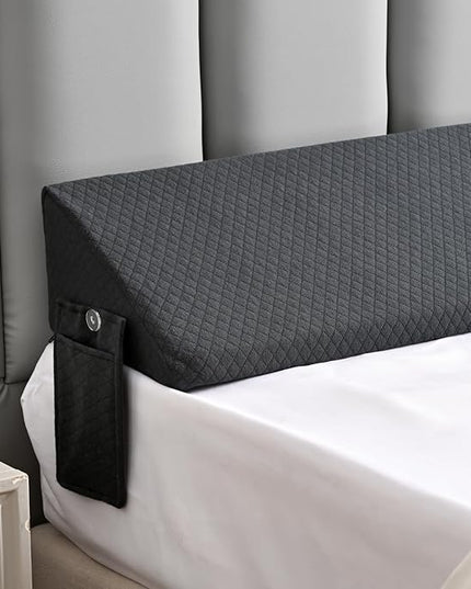King Size Wedge Pillow for Headboard Gap Filler Nora Pillow Wedge Long Wedge Pillow for King Size Bed Gap(0-8") Between Mattress and Headboard Grey 76"x10"x6" - LeafyLoom