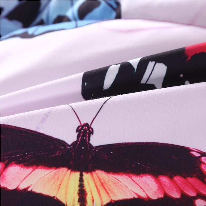 ENCOFT Pink and Purple Butterfly Comforter Set Twin, 3 Pieces Soft Microfiber Lightweight Butterfly Twin Bed Comforter Set, Extra Long Twin XL Comforter for Girls, Teen, 68"x92" - LeafyLoom