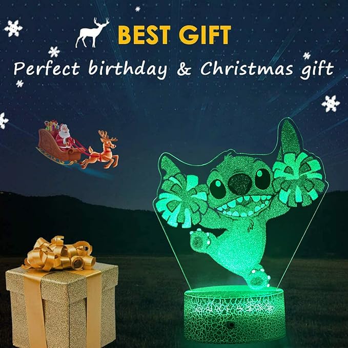 Stitch Gifts, Stitch Night Light for Kids, Stitch Decoration 3D Night Light, 16 Colors Change with Remote - LeafyLoom