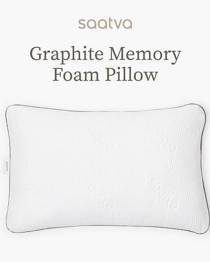 Saatva Graphite Memory Foam Pillow - Cooling Comfort & Contouring Support Ideal for Side Sleepers - Removable & Machine-Washable Cotton Knit Cover - King (34"x16") 1 Pack - LeafyLoom