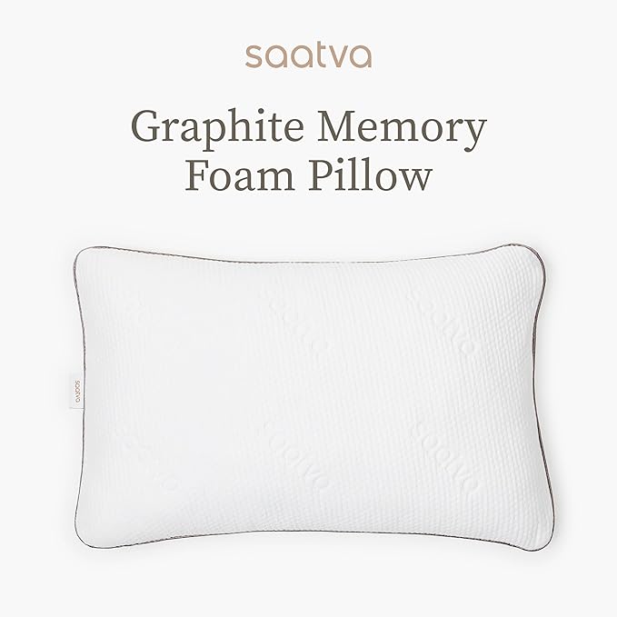 Saatva Graphite Memory Foam Pillow - Cooling Comfort & Contouring Support Ideal for Side Sleepers - Removable & Machine-Washable Cotton Knit Cover - King (34"x16") 1 Pack - LeafyLoom