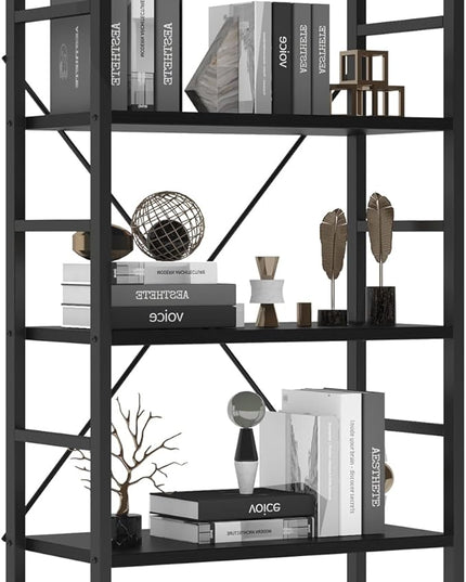 COTUBLR 5 Tier Bookshelf 24 Inch Bookcase Book Shelf Organizer Modern Tall Bookshelf Book Case Ladder Bookshelves Book Storage for Bedroom, Living Room, Home Office, Kitchen (Black) - LeafyLoom