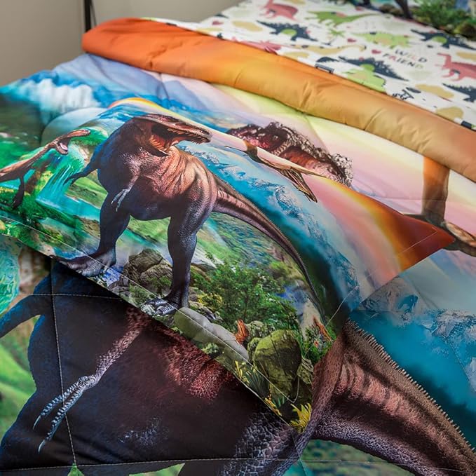 ADASMILE A & S Dinosaur Comforter Set Twin for Boys Dinosaur Twin Bedding Set for Kids 6 Pieces Dinosaur Comforter Set with Sheets Bed in A Bag T-Rex Dinosaur Comforter and Sheets Set for Home Decor - LeafyLoom